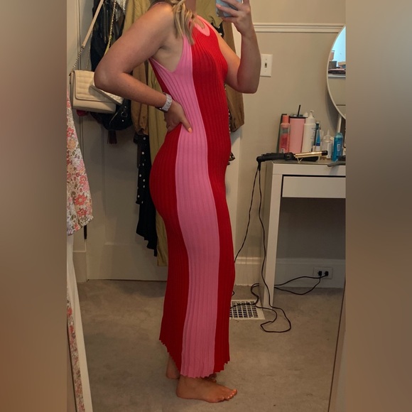 Lulu’s knit midi dress- red & pink- size small - Picture 4 of 8